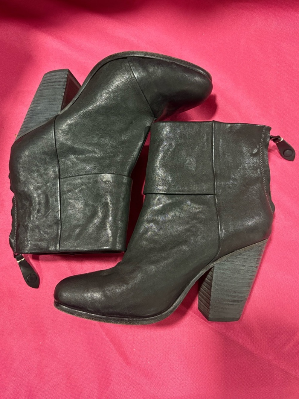 rag & bone Size 6 newbury Black Leather Ankle Booties. 36 EU